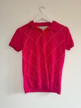 Tommy Hilfiger Women’s Pink Argyle Polo Sweater